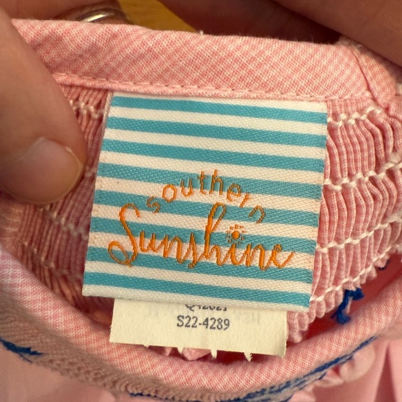 Southern Sunshine The Swordfish Smocked Light Pink Gingham Bishop Dress NWT - Picture 3 of 10